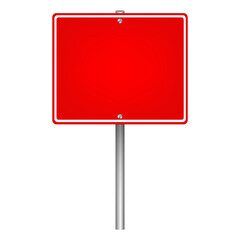 Blank red road signs on poles, 3d vector illustration
