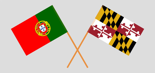 Crossed flags of Portugal and the State of Maryland