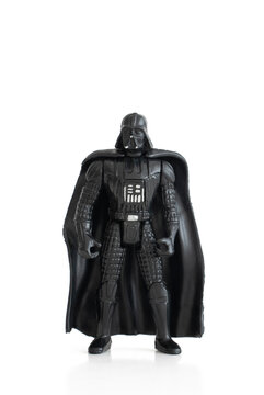 ISTANBUL, TURKEY, FEBRUARY 11, 2021: Fake plastic Darth Vader figure from late 80's or 90's, an American epic space opera media franchise created by George Lucas.