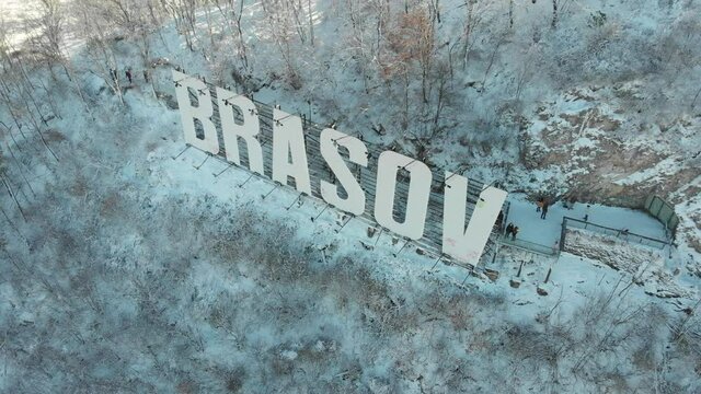  Brasov sign is a Romanian local landmark and cultural icon overlooking the city