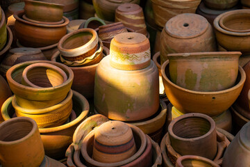 Traditional pottery in the city of Raquira. City of Pots