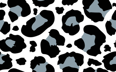 Full Seamless Leopard Cheetah Texture Pattern Vector. Endless gray black and white design for dress fabric print.