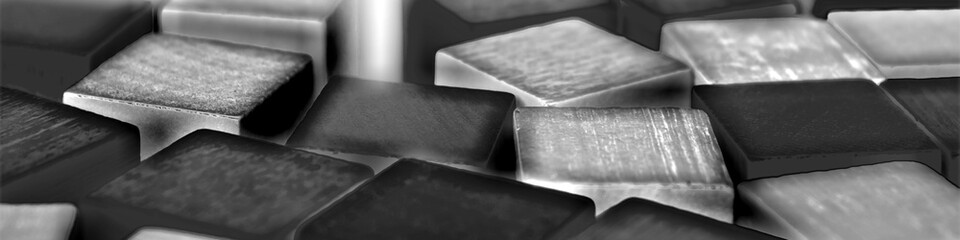 Black and white abstract banner with cubes mockup