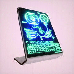 Futuristic display. Hi-tech device. Future concept. HUD in a cyberpunk style. Glowing digital user interface. EPS 10.