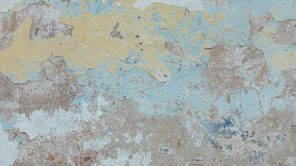 Detail of a portion of the wall. Tears, hiding, graffiti, paint, concrete.