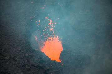 Molten lava erupting from the crater of Mount Yasur, Tanna Island, Vanuatu © Colin