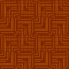 Full seamless dots and lines pattern vector for decoration. Orange monochrome texture design for textile fabric printing and wallpaper. Grunge model for fashion and home design.