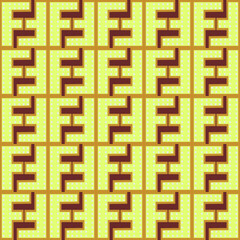 seamless pattern for fabrics or wallpapers in the form of a repeating figure resembling the letter f in light yellow shades