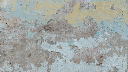 Detail van een deel van de muur. Tranen, verstoppen, graffiti, verf, beton.