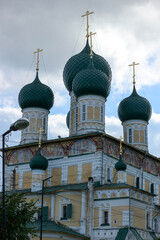 Fototapeta na wymiar Domes of Ressurection Cathedral in Tutayev, Russia