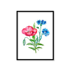 Watercolor painting of flowers 3d illustration