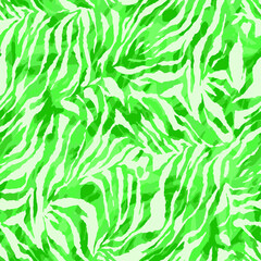 Full seamless zebra and tiger stripes animal skin pattern. White and green design for textile fabric printing. Fashionable and home design fit.