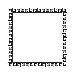 Greek frame. Meander pattern border square. Greek rectangle frame. Greece ornament. Grecian ancient style. Roman design. Geometric mediterranean decoration. Element antique symbol. Vector illustration