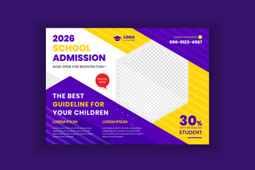 Kids school education admission horizontal flyer and poster template 