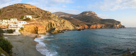 Agali beach, one of the most beautiful beaches of Folegandros island. Cyclades, Greece