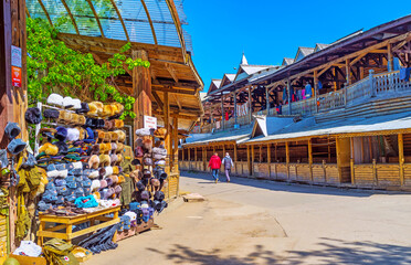 The Russian fur hats in Izmailovo market in Moscow, Russia