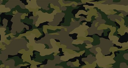 Fototapeta premium Full seamless military camouflage dark texture skin pattern vector for textile. Usable for Jacket Pants Shirt and Shorts. Dirty army camo masking design for hunting fabric print and wallpaper.