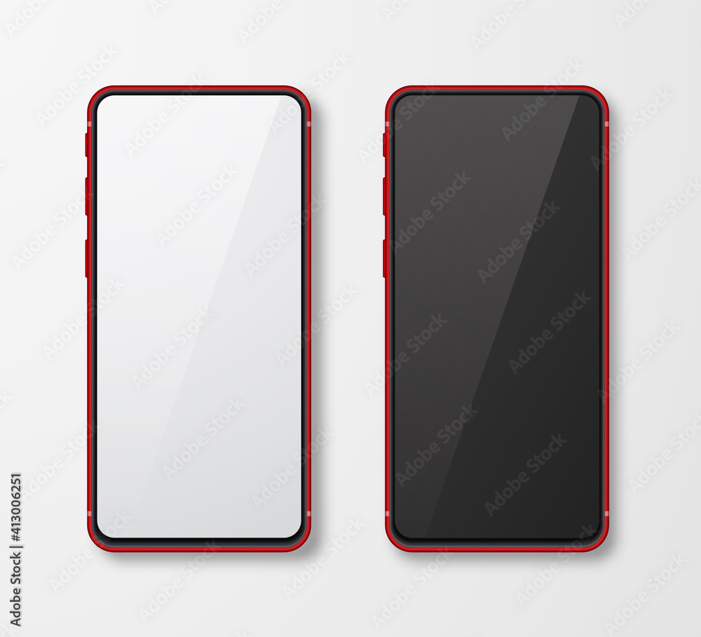 Poster realistic smartphone mock up set. mobile phone display. 3d template illustration. vector illustratio