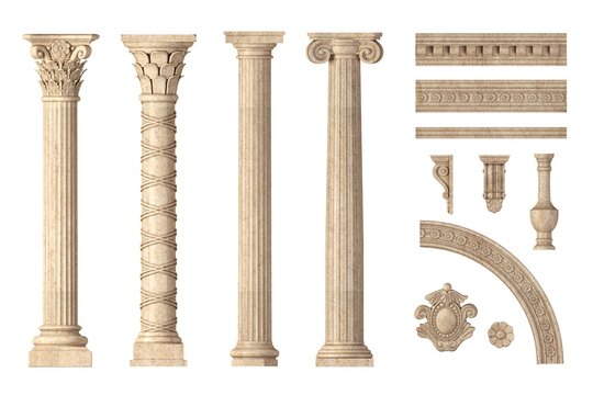 Classic antique marble columns set