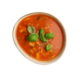 Red Tomato Soup with Barley, Potato, Carrot, Cabbage and Cereals