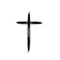 Grunge Religion Cross . Black Paint . Vector