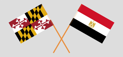 Crossed flags of the State of Maryland and Egypt