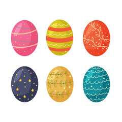 Set of Happy Easter eggs. Spring Egg collection hand drawn