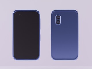 3D Illustration of dark blue smartphone