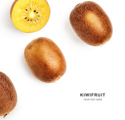 Yellow gold kiwi fruit composition and creative layout.