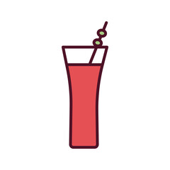 cocktail in glass with olives seeds line and fill style icon