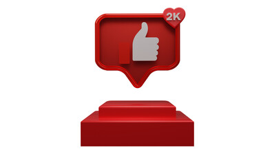 3d icon with like podium rendering isolated 