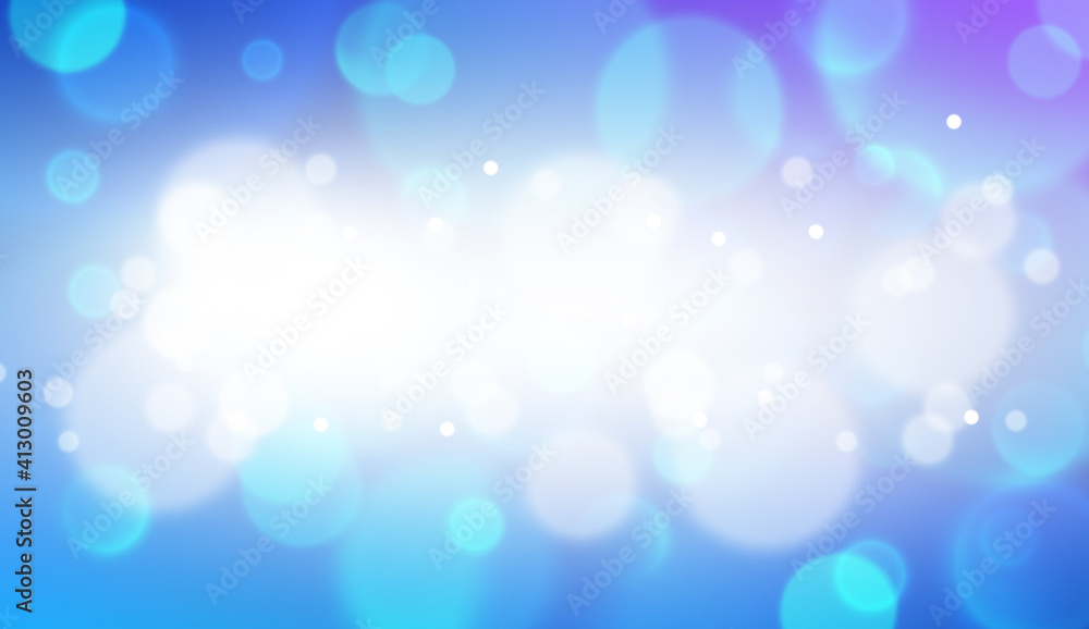 Poster beautiful abstract blue bokeh background with glowing lights and unique defocused blur circles
