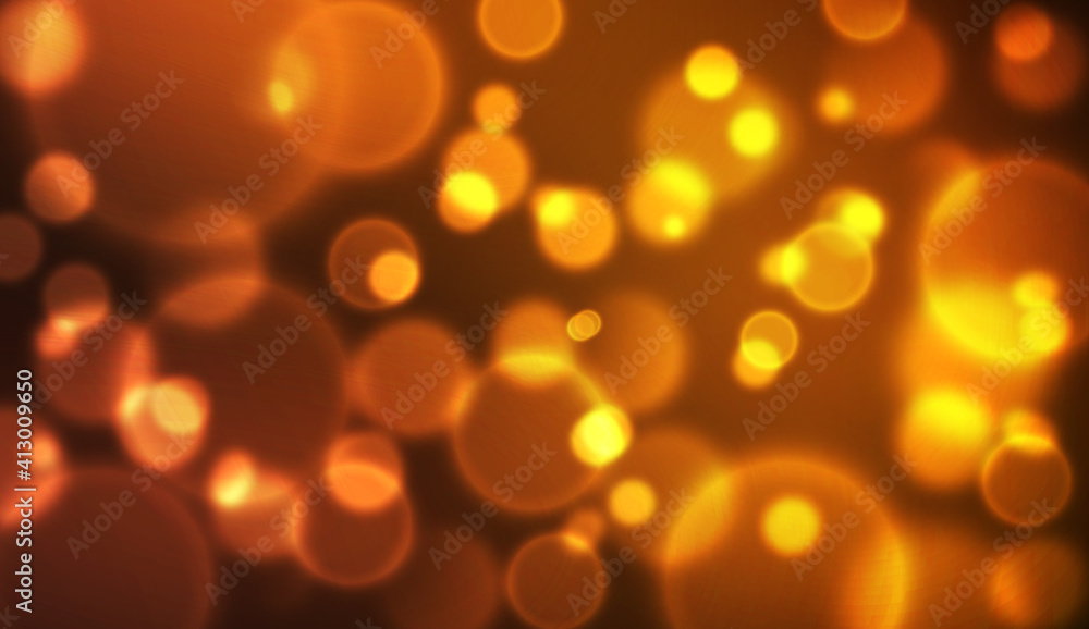 Poster golden and bright yellow abstract bokeh backdrop. modern glowing bokeh background