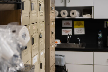 lockers in a break room
