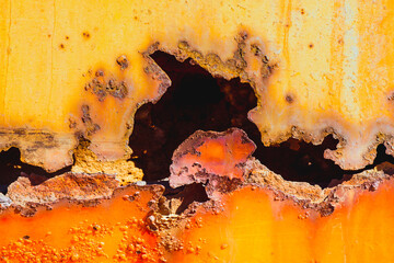 Details of rust and paint on metal.