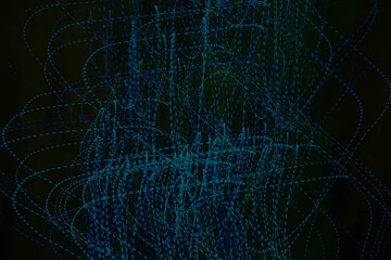 Amazing background blue and green dotted line lights twisted as an abstract.