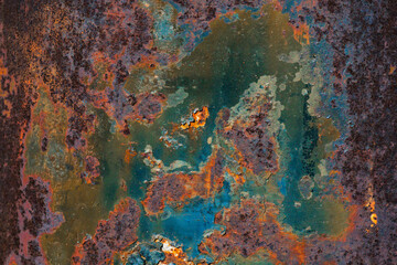 Details of rust and paint on metal.