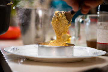 Instructional image for how to cook Vegan Mushroom Polenta