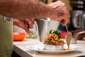 Instructional image for how to cook Vegan Mushroom Polenta