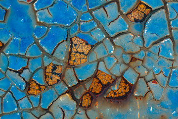 Details of rust and paint on metal.
