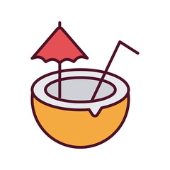 coconut tropical cocktail flat style icon