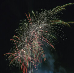 4th of July fireworks in the sky over the Marin County Fair in San Rafael, California.
