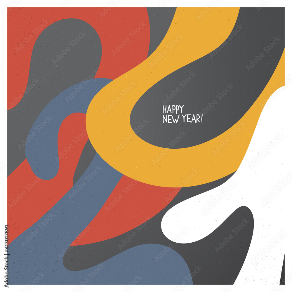 Poster 2021 text. abstract color shaped. hand drawn various shapes and retro texture, pastel colors