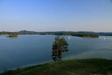 Landscape of Lake Solina - artificial lake in the Bieszczady Mountains, Poland