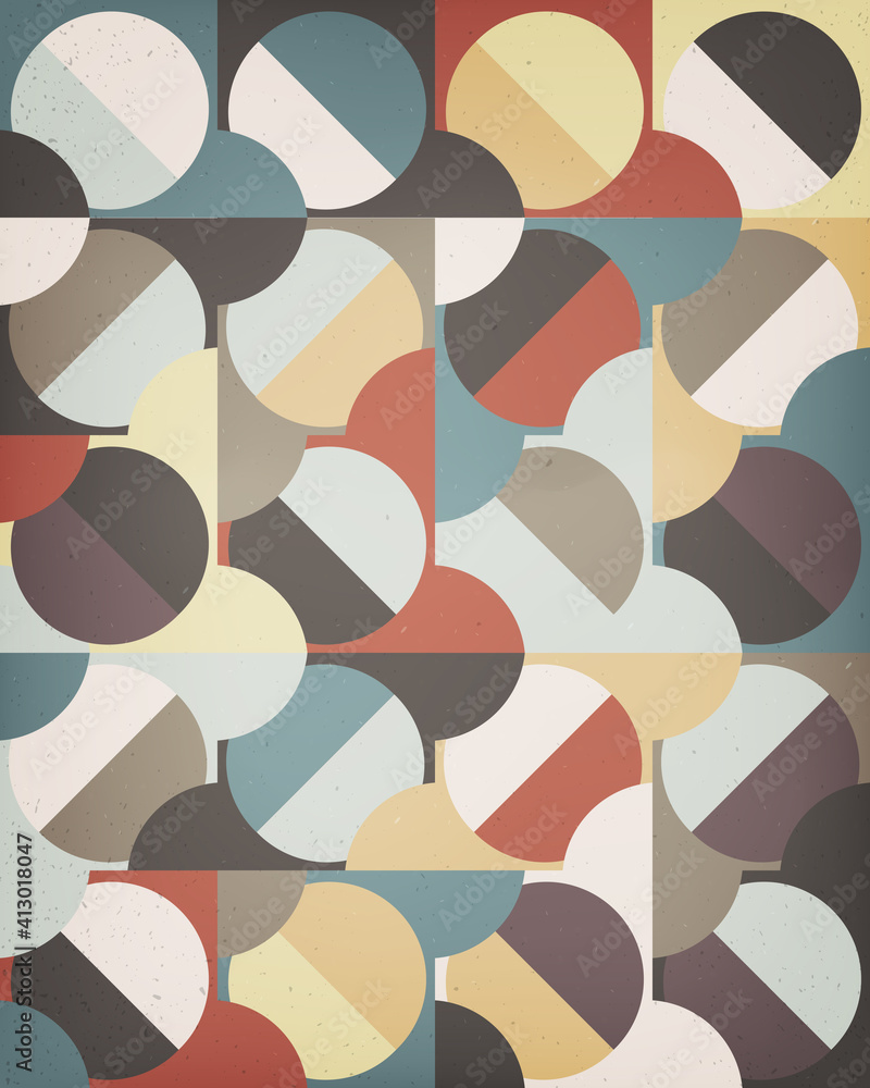 Aufkleber abstract color circle shapes vector background. retro texture. pastel colors