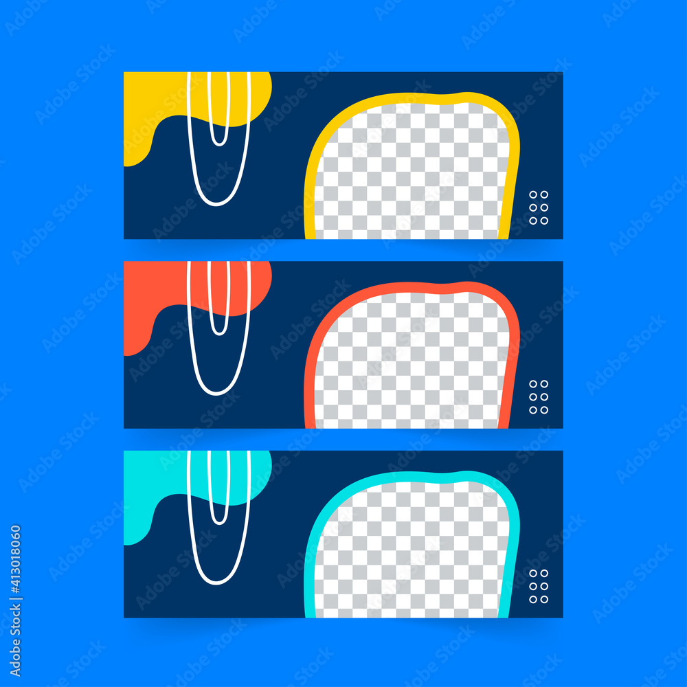 Wall mural abstract banner design web template, horizontal header web banner. modern geometric blue background 