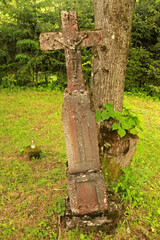 Old cemetery in Stuposiany  - former and abandoned village in Bieszczady Mountains, Poland 