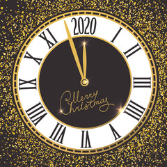 Obraz na płótnie Canvas Countdown on classical clock interface to New Year 2020. New year golden design concept, greeting card, etc