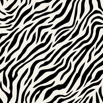 Vector seamless pattern with tiger stripes. Endless stylish texture. Monochrome repeating background. Natural stylish spotty animal print. Can be used as swatch for illustrator.