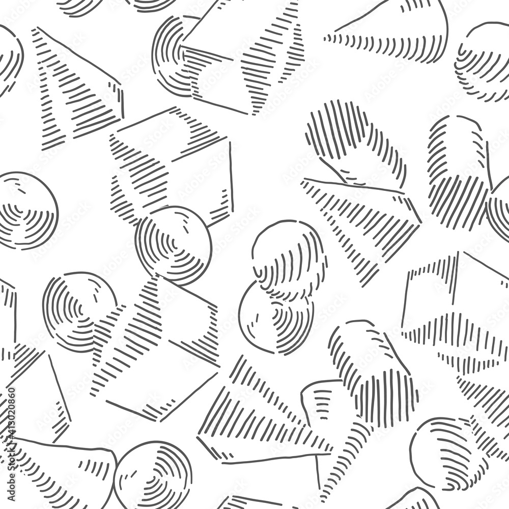 Poster Geometric figures Seamless Pattern. Abstract forms vector background